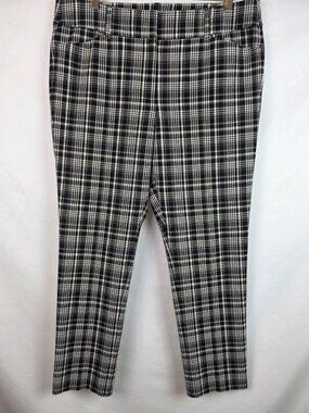 Loft Outlet Women's Pants Size 12 Black Plaid Straight Leg Casual Pant